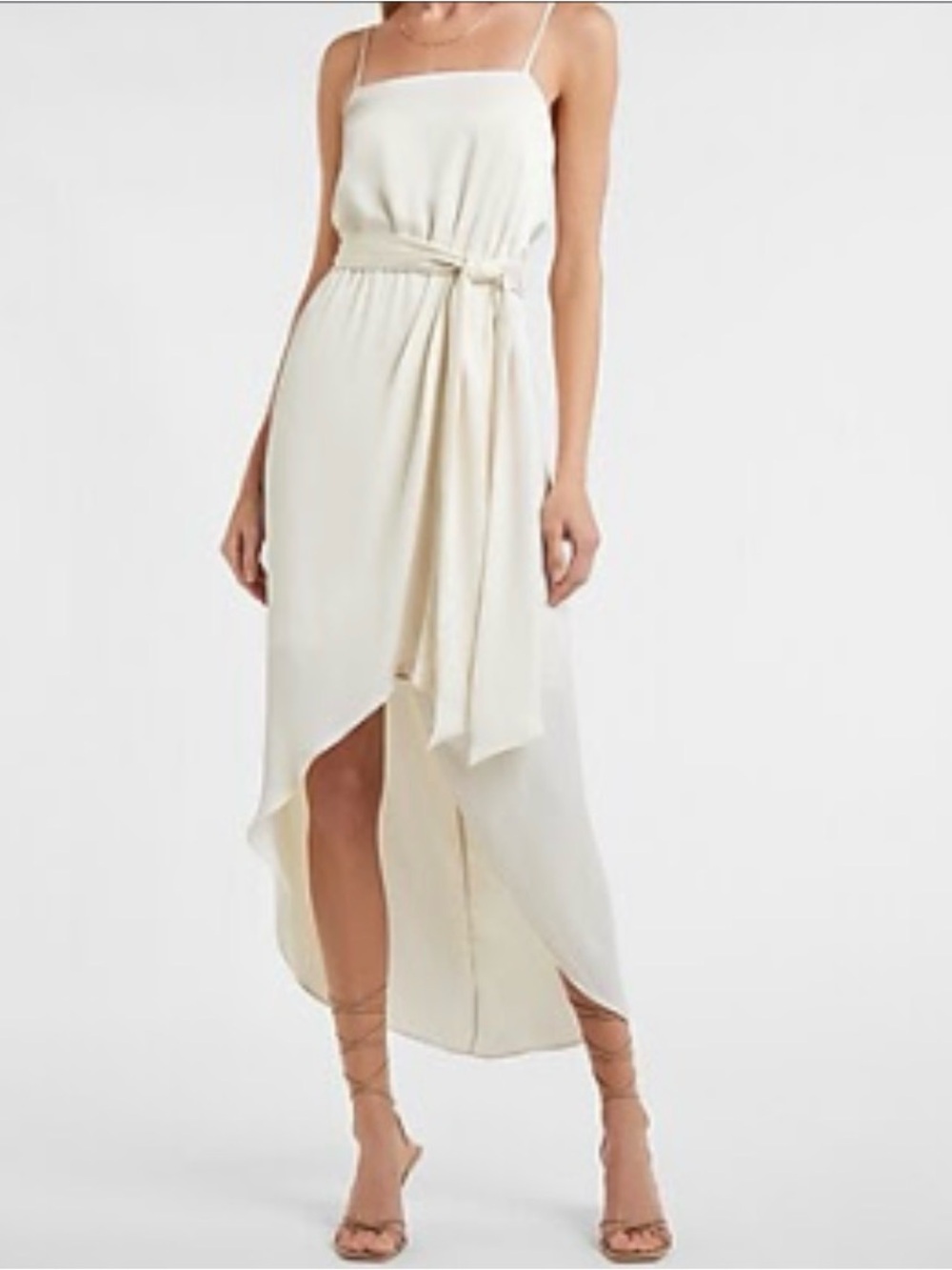 Express Satin Belted Hi-Lo Maxi Dress